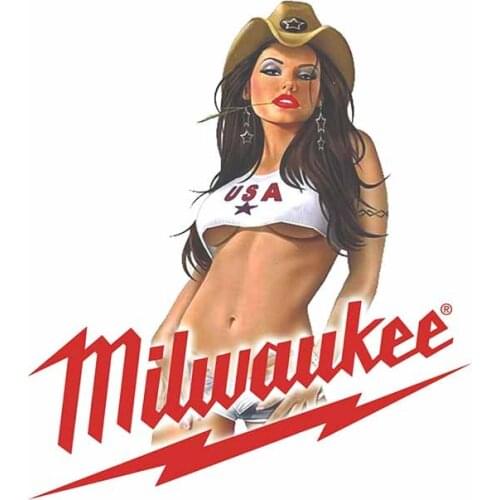 Hot Sexy Girl Milwaukee Car Stickers Fine Vinyl Decals Waterproof Laptop Window Stickers Styling KK PVC 13cm X 11.3cm