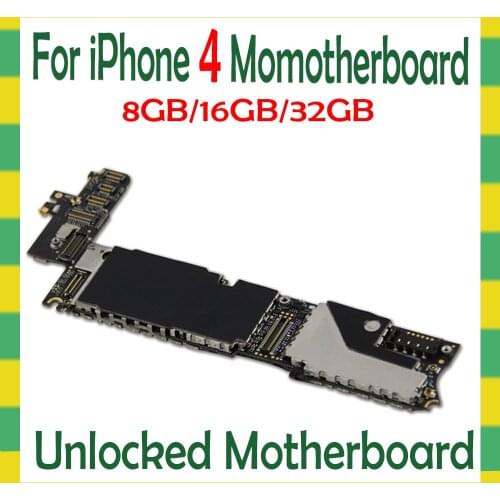 Free Shipping 8GB 16GB 32GB for iphone 4 Motherboard with Free iCloud,Original unlocked for iphone 4 4g Mainboard + Full Chips
