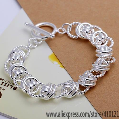 SLH072 Wholesale Silver Color Bracelet,Factory Price Bridal Stamped Fashion Jewelry Double Bracelet /bbajsza