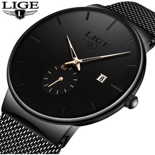 LIGE Mens Watches Top Luxury Brand Men Fashion Business Watch Casual Analog Quartz Wristwatch Waterproof Clock Relogio Masculino