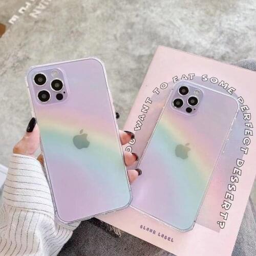 Rainbow gradient color phone case for iPhone 12p 12 11 11p translucent rainbow phone case iPhone 7 8 X XS phone case