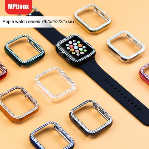 Double Row Diamond Bumper Protective Case for Apple Watch Cover Series 6 SE 5 4 3 21 38MM 42MM 40MM 44MM iwatch Accessories