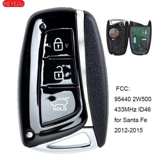 KEYECU Smart Remote Car Key Fob 3 Button 433MHz ID46 Chip for Hyundai Santa Fe 2012-2015 FCC ID: 95440 2W500 / 2W600