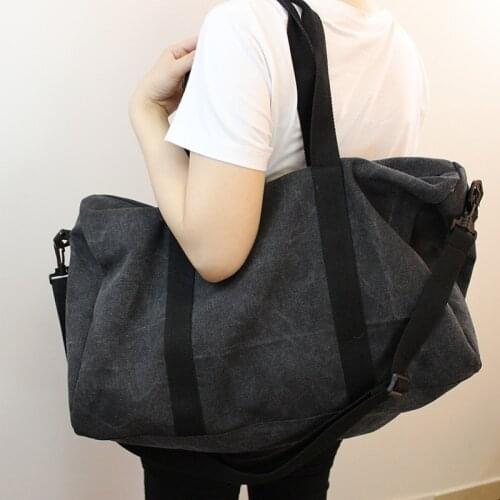 Travel Bag Korean Version Of the Simple Sports Handbag Literary Retro Canvas Large Capacity Tote Shoulder Bag