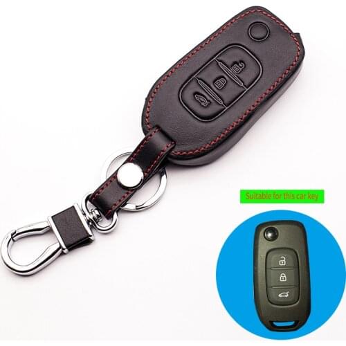 Praise Genuine Leather Car key cover case protector Sticker for Renault kadjar high quality 3 Buttons Flip Key Shell starline