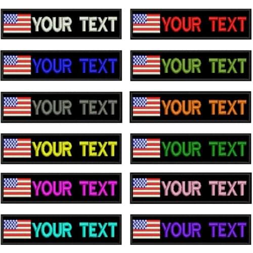 Custom US flag army military name patches personalized iron on hook backing