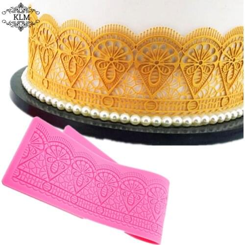 KLM New Cake Decoration Tool Damask Lace Border Cake Side Cake Template Sugarcraft Decoration Mold Baking Tool Kitchen Accessori