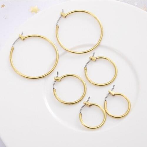 10Pcs/Lot 16/20/30mm Gold Color Round Big Circle Hooks Earrings 3 Colors Round Alloy Clasps DIY Women Jewelry Findings Making