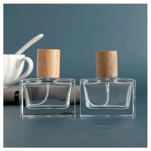 New Style 30ML High Grade Wood Cover Square Perfume Spray Bottle