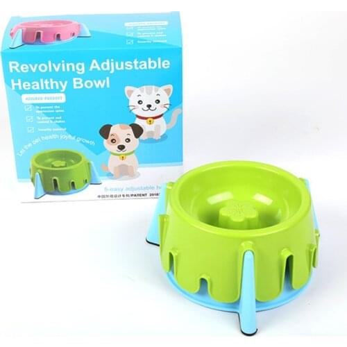 Pets Feeder Dog Bowl Slow Eating Choking Prevention PP Non-toxic Dog Food Plate Neck Protection Adjustable Height Pets Bowls