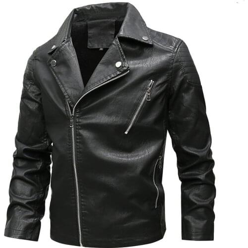 Fashion Mens Leather Clothing Handsome Slim PU Soft Leather Motorcycle Jacket Autumn Male Business Casual Jackets Man Overcoat