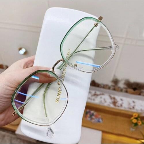 Fashion Square Transparent Glassses Blue Light Blocking Glasses For Computer Work Eye Protection Black Circle Rim Frame Eyeglass