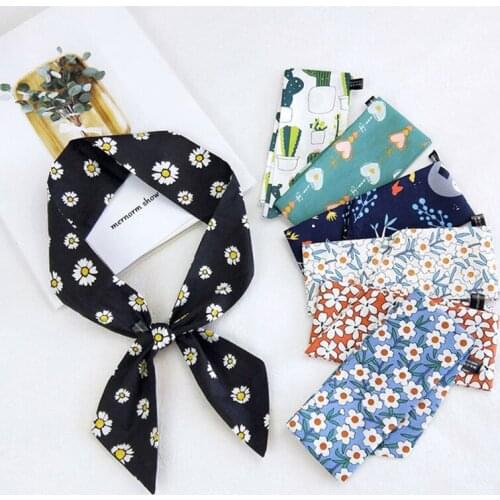 MoriBty Skinny Floral Women Silk Scarf Cotton-Linen Print Bufandas Neck Ties Foulard Luxury Hair Ribbon Headscarf Bag Wraps Szal