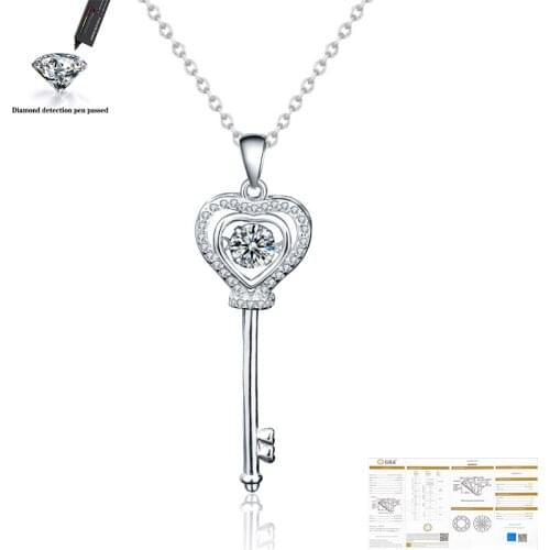 Moissanite 925 sterling silver woman wedding bridal anniversary party 0.5 carat CT VVS1 D color necklace fashion jewelry