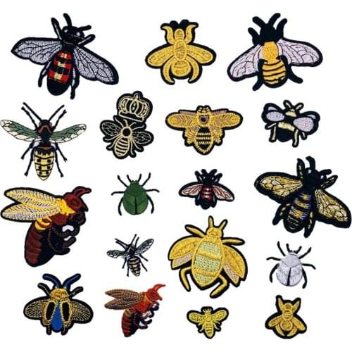 Honey Bee Patches for Clothing Stickers Sewing Patterns Appliques Cute Badges Handmade Embroidered Iron On Patch On Jackets