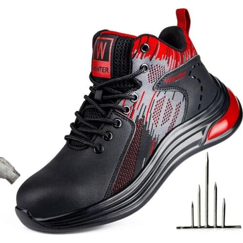 Indestructible Mens Work Shoes Breathable Safety Boots Steel Toe Safety Shoes Anti-Puncture Work Sneakers