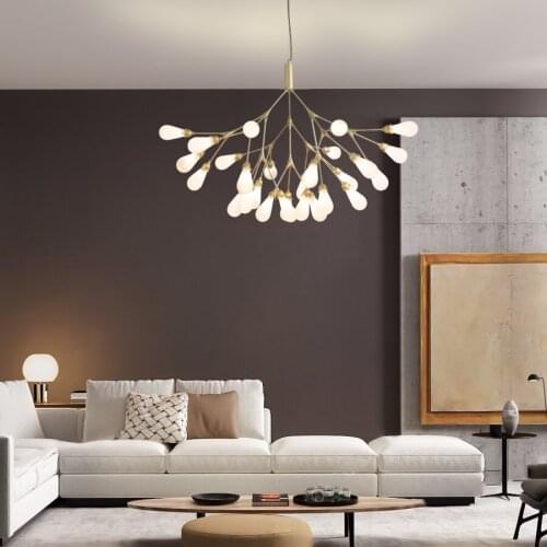 New Led Chandelier Pendant Lamp For Living Room Dining Room Kitchen Table Bedroom Branch Glass Modern G4 Ceiling Hanging Light