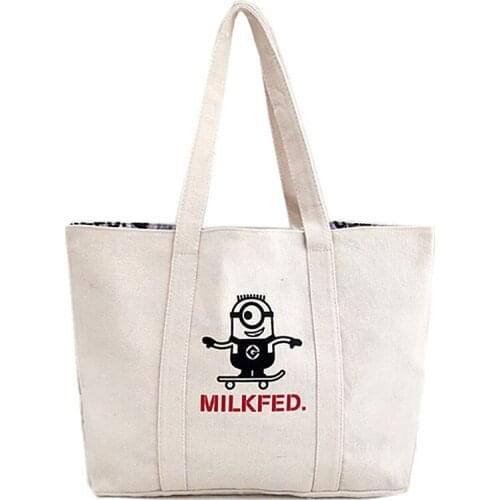 New Fashion Cartoon Girls Kids Big Canvas Shoulder Bags Woman Shopping Bag For Children