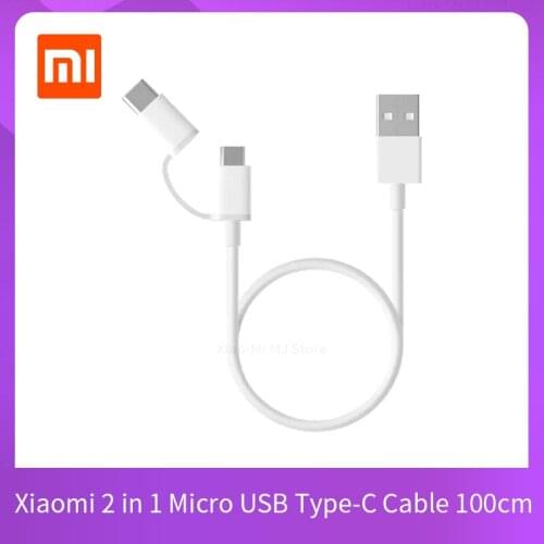 Original Xiaomi Cable 2 in 1 Micro USB Type-C Cable Sync Fast Quick Charger Data TypeC Charging Cable Type C&Micro USB