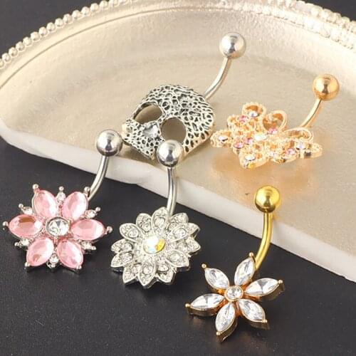 Sexy Star Moon Belly Piercing Crystal Surgical Steel Navel Belly Button Rings Woman Body Jewelry Barbell Women Accessories