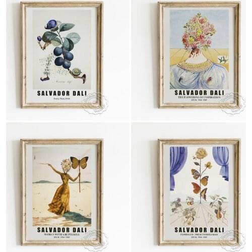 Salvador Dali Hasty Plum Surrealism Poster, Woman With A Butterfly Art Prints, The Flowering Of Inspiration Home Decor Picture