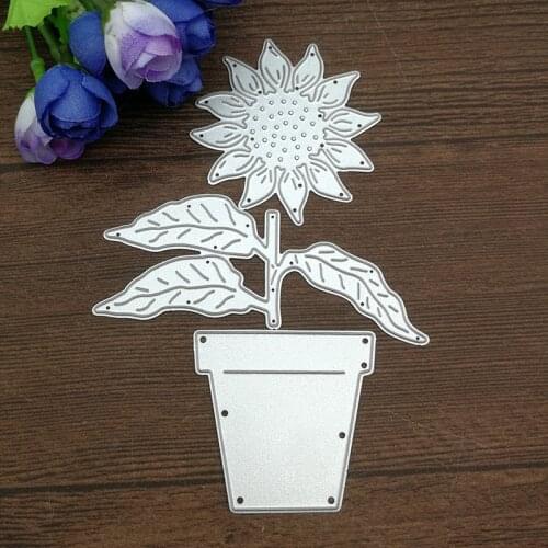 Sunflower flower pot Metal Dies Scrapbooking Metal Cutting Dies Craft Stamps die Cut Embossing Card Make Stencil Frame