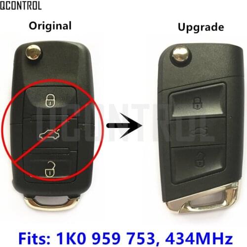 QCONTROL 3BT Upgrade Auto Remote Key for SKODA Octavia II 1K0959753 / 1K0 959 753 Vehicle Keyless Entry Transmitter