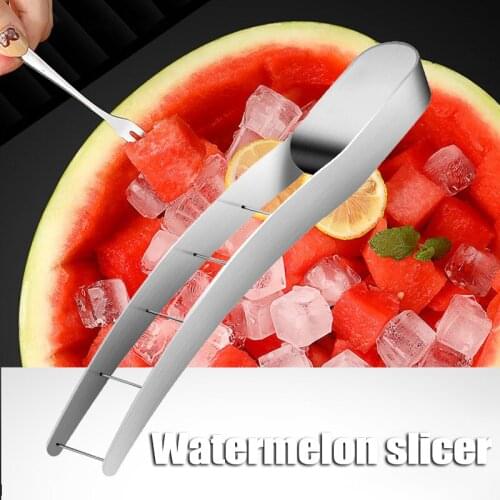 Watermelon Cutter Slicer Stainless Steel Quick Cutting Safe Watermelon Cutter Salad Melon Cutter Kitchen Gadget