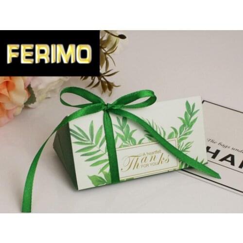 Europe Style Pyramid Shape Sugar Boxes Blackish Green Wedding Favors Candy Boxes Party Gift Box Sugar Box