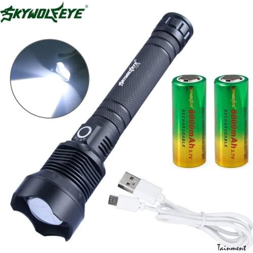 XHP70 LED Flashlight Powerful Zoom Retractable Waterproof Torch Ultra Bright Outdoor Camping Rechargeable Mini Tactical Torch