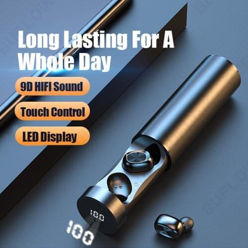 KINGSTAR TWS Bluetooth Headphones 9D Stereo Wireless Earphones Sports Waterproof Touch Control Earbuds Headsets With Microphone