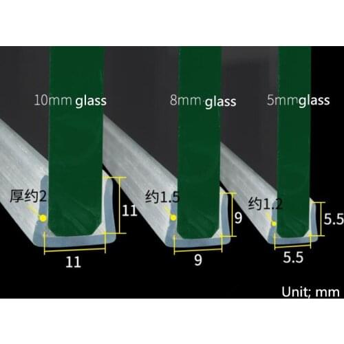 2M/lot U shape silicone rubber shower room door window glass seal strip weatherstrip for 5/8/10 mm glass
