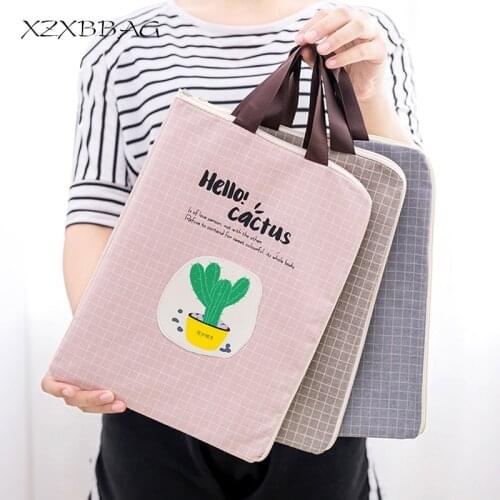 XZXBBAG Cartoon Cactus Multi-fonction Zipper Briefcase Portable Student File Bag Women Men Work Business Handbag Zipper Pouch