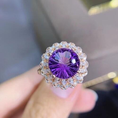 The Best Gift for Enga Gement Amethyst Ring, 925 Sterling Silver Purple Gemstone Wedding Jewelry Women