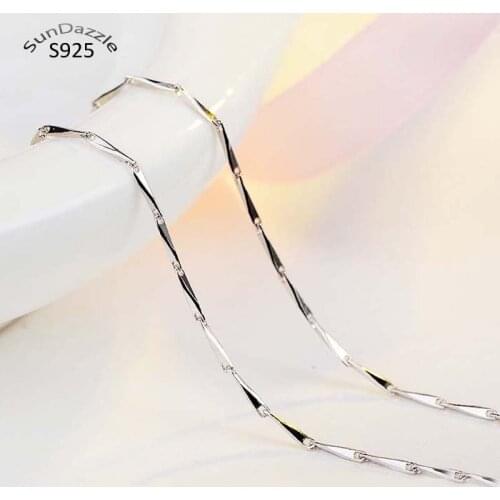 100% Genuine Real Pure Solid 925 Sterling Silver Chain Necklace for Women Bamboo Basic Chains Fine Jewelry Female Necklace