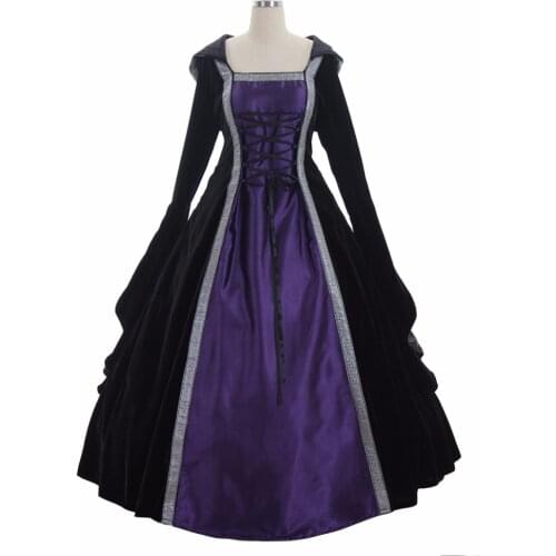 Victorian Elegant Gothic Aristocrat 18th Century Womens Cosplay Dress Medieval Wedding Costume L0516