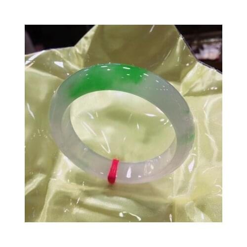 Zheru Jewelry Natural Burmese Jade 54-64mm Light Green Bracelet Elegant Princess Jewelry Best Gift