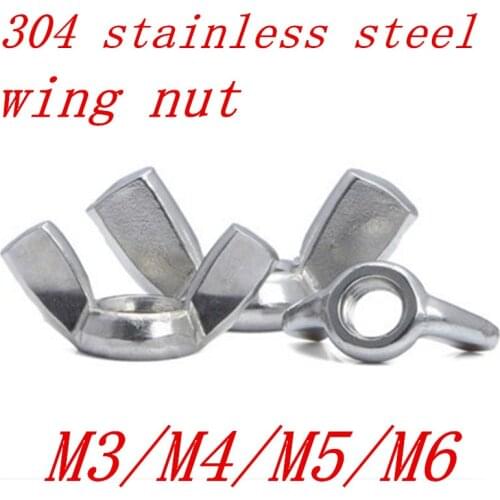 10pcs M3 M4 M5 M6 M8 DIN315 304 Stainless Steel Hand Tighten Nut Butterfly Nut Ingot Wing Nuts