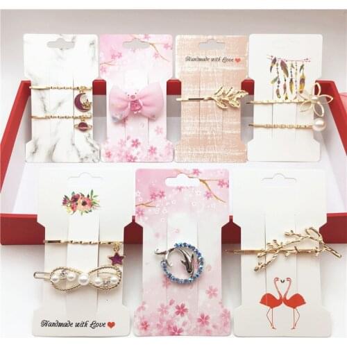 100Pcs/Lot Hairpin Card Hair Clip Jewelry Fixed Hair Accessory Holder Card Kraft Paper Lovely Hair Clip Display Packaging Cards