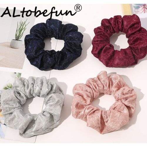 ALTOBEFUN Women Lace Hair Accessories Hair Tie Ladies Girl Scrunchies Ponytail Hair Female Holder Rope AFC260