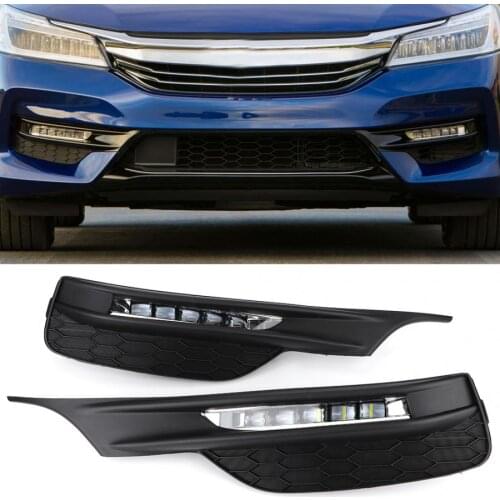 Car LED Bumper Fog Lights Lamps Replacement Fits for Honda Accord 2016-2017 Auto Accessories