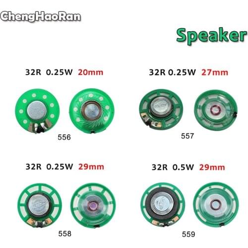 ChengHaoRan 1Piece 0.5W 0.25W 32Ohm Loudspeaker 20mm 27mm 29mm 32R Round Speaker Diameter Small Horn Doorbell Speaker
