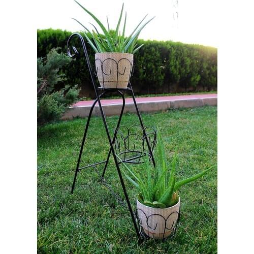 Trendesk Black 3 Layer Metal Jardiniere Flower bed