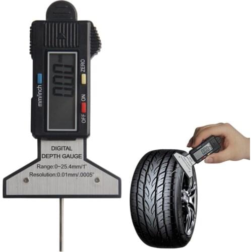 Digital Depth Gauge 0-25.4mm/0.01 Electronic LCD Tire Tyre Wheel Tread Depth Brake Gage Measuring Tools