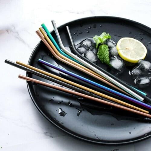 Titanium-Plated Colored Metal Straws Milk Tea Drink Straws Stainless Steel 304 Straws Stainless Steel Straws