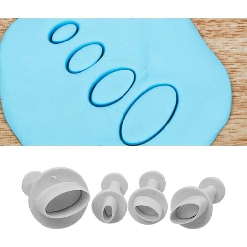 HILIFE DIY Chocolate Cookie Mould Cake Decorating Tools Oval Shape Plunger Fondant Mold Sugarcraft Cutter 4pcs/set