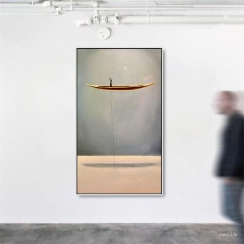 New Chinese Style Golden Boat Natural Landscape Creative Canvas Paintings Wall Art Pictures For Modern Living Room Home Decor