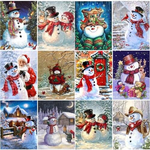 Diamond painting Christmas Pictures of rhinestones Cross stitch diamond complete Round Drill Square Paint with diamonds Snowman