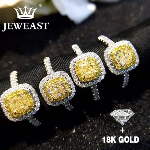 Natural Yellow Diamond 18K Gold Pure Gold Ring AU 750 Gold Solid Beautiful Upscale Trendy Party Fine Jewelry Hot Sell New 2020
