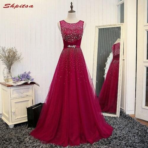 Red Mother of the Bride Dresses for Weddings Crystal Beaded A Line Evening Groom Godmother Dresses